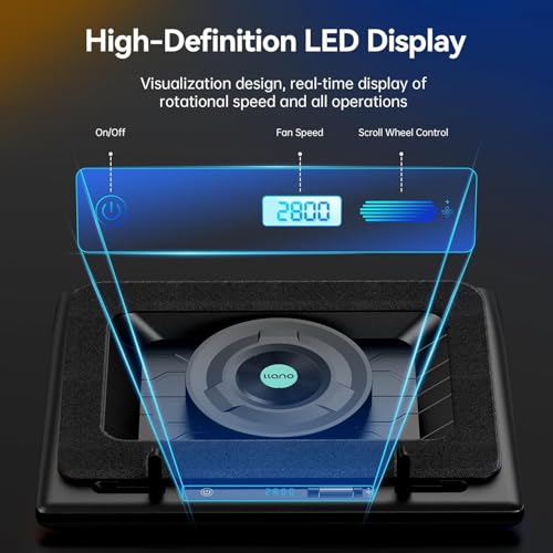 llano V13 Gaming Laptop Cooler, Laptop Cooling Pad Stand with 5.5inch External Cooling Fan, Fast Cooling Computer Laptop 15.6-21in, Adjustable Speed, Touch Control, 3-Port USB A, A Mouse Pad Included - Image 5