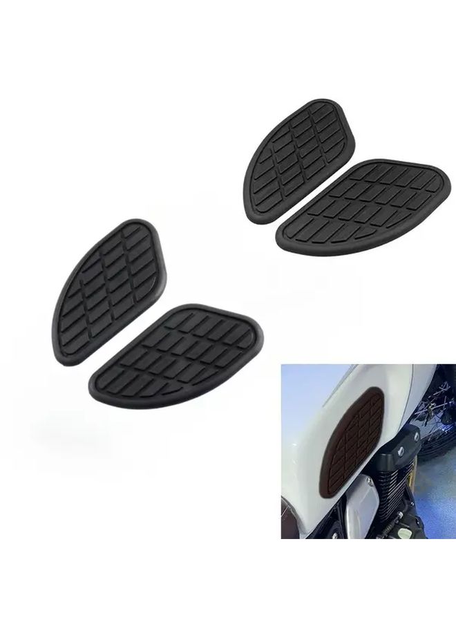 2pcs Motorcycle Side Shank Guards Anti Slip Rubber Fuel Tank Protectors With Textured Grip Durable Black Design For Riding Season Fit For Most Motorcycles Motorcycle Accessories Protection Nonslip Surface - Image 2