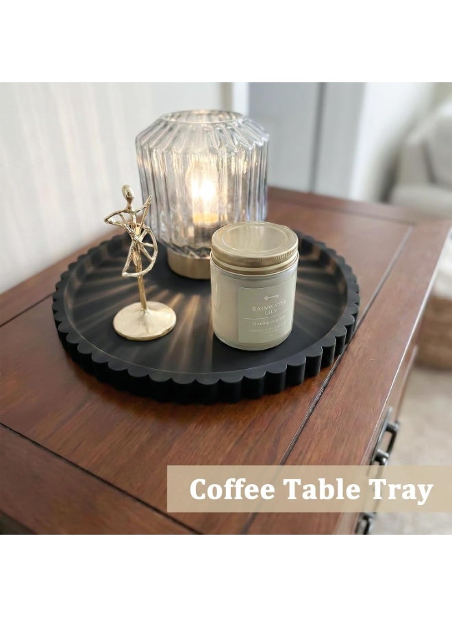 Bukela Silicone Bathroom Vanity Tray, Modern Round Decorative Tray for Countertop, Waterproof & Unbreakable Cosmetic Perfume Organizer, Extra-Thick & Sturdy, Easy to Clean Candle Tray (9 Inch, Black) - Image 3