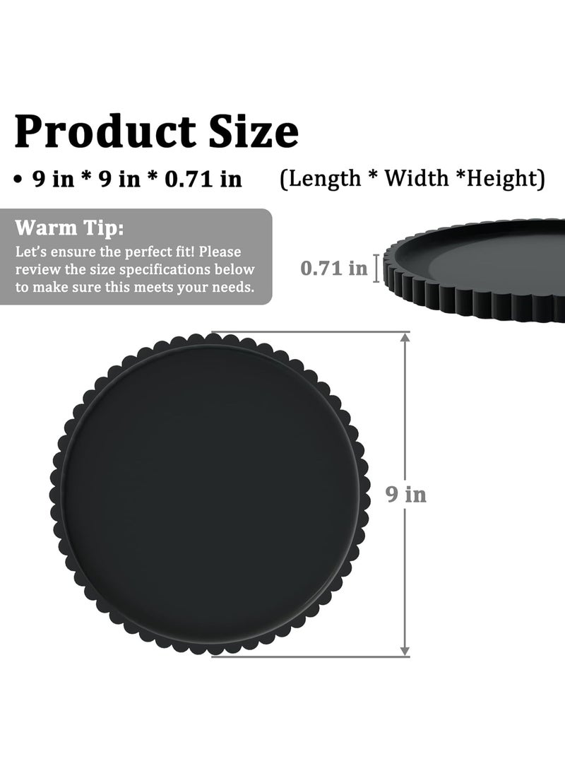 Bukela Silicone Bathroom Vanity Tray, Modern Round Decorative Tray for Countertop, Waterproof & Unbreakable Cosmetic Perfume Organizer, Extra-Thick & Sturdy, Easy to Clean Candle Tray (9 Inch, Black) - Image 2