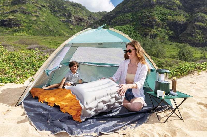 Intex 64098EP TruAire Inflatable Camping Pad: Durable Outdoor Use - Ultra-Lightweight and Compact - Cushioned Surface - Built-in Pillow - 28" x 75" - Image 4
