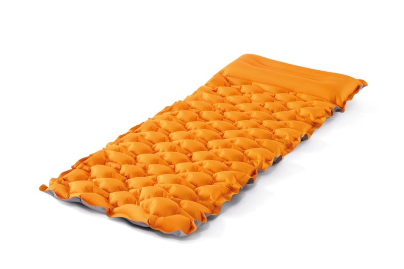 Intex 64098EP TruAire Inflatable Camping Pad: Durable Outdoor Use - Ultra-Lightweight and Compact - Cushioned Surface - Built-in Pillow - 28" x 75" - Image 1