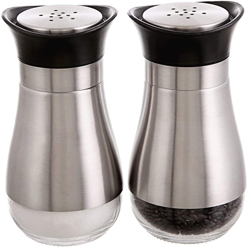 Aktnil Salt Glass Steel Sprinkler Glass with Steel Covering Salt and Pepper Shaker Sprinkler Set of 2 Color Same As Per Product Image - Image 1