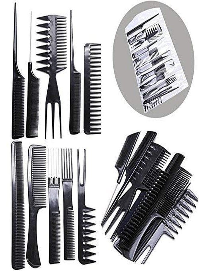 SUNISA Professional Hair Styling Combs Set, 10 Piece, Black - Image 5