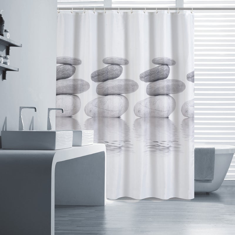 72 * 72'' Printed Polyester Waterproof Mildewproof Shower Curtain Decorative Bathroom Curtain with 12pcs Hooks - Image 1