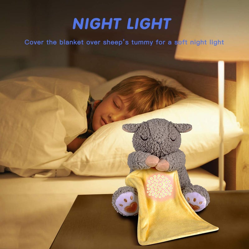 BEREST Baby White Noise Machine Stuffed Animal Toy, Mom's Heartbeat Lullabies Sheep Sleep Soother, Nursery Decor Night Light Projector, Toddler Crib Sleeping Aid, Babies Shower Gifts Portable - Image 4