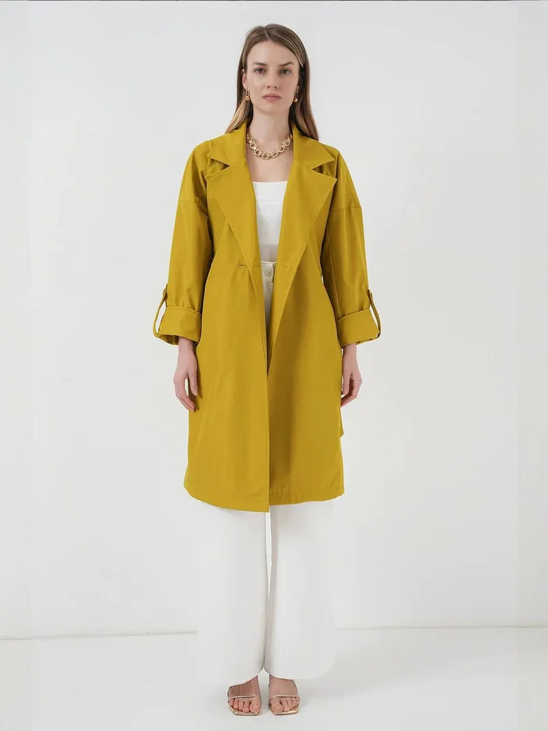 بيغ دارت معطف ترنش من البوليستر بنقوش وياقة شال