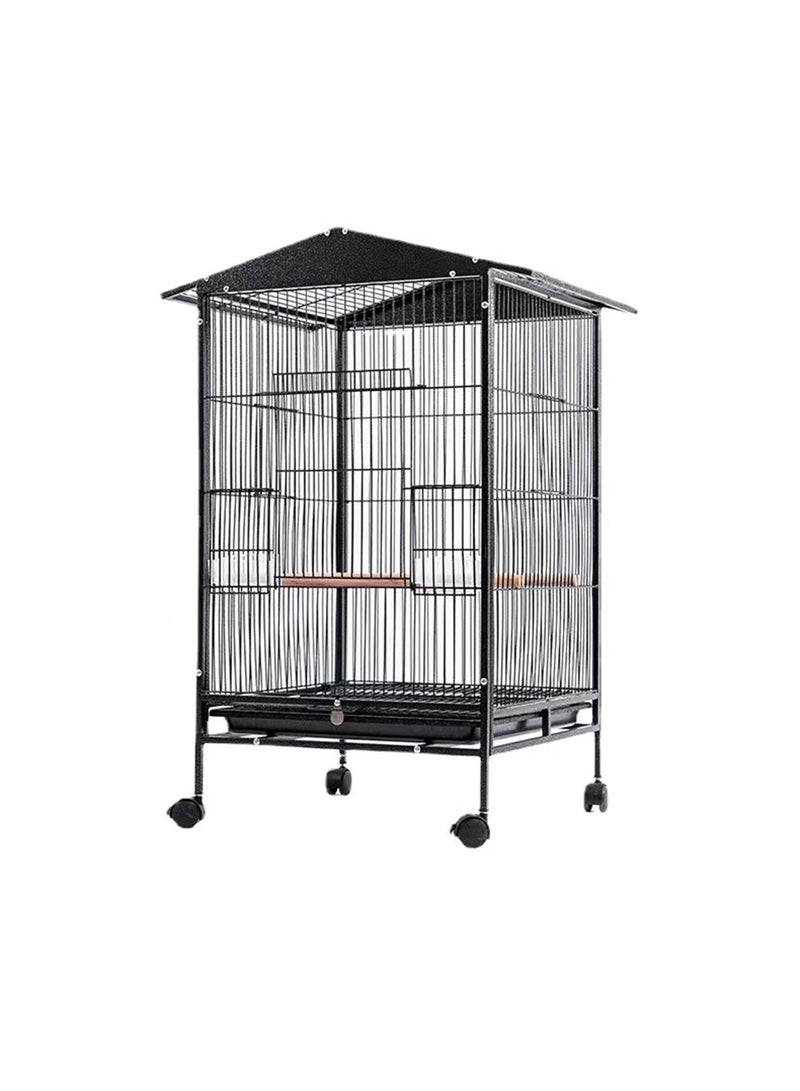 Kidle قفص طيور بسلك سميك وقوي مقاس 33 بوصة، قفص ببغاء مفتوح من الأعلى مع حامل متدحرج للببغاوات والكوكاتيل والببغاوات والببغاوات وطيور الحب وطيور الكناري الصغيرة الحجم والببغاوات 84*45*45 سم - Image 1