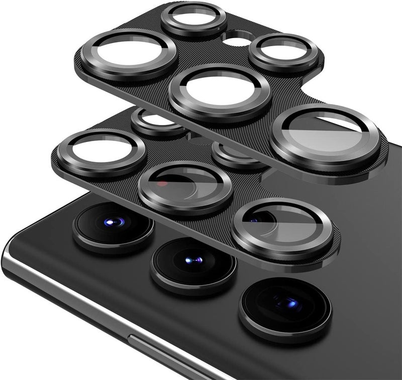 سومان Suoman 2-Pack for Samsung Galaxy S22 Ultra 5G Lens Protector, 9H Tempered Glass, Glitter Diamond Metal Protective Cover [Does not Affect Night Shots] - Black - Image 1