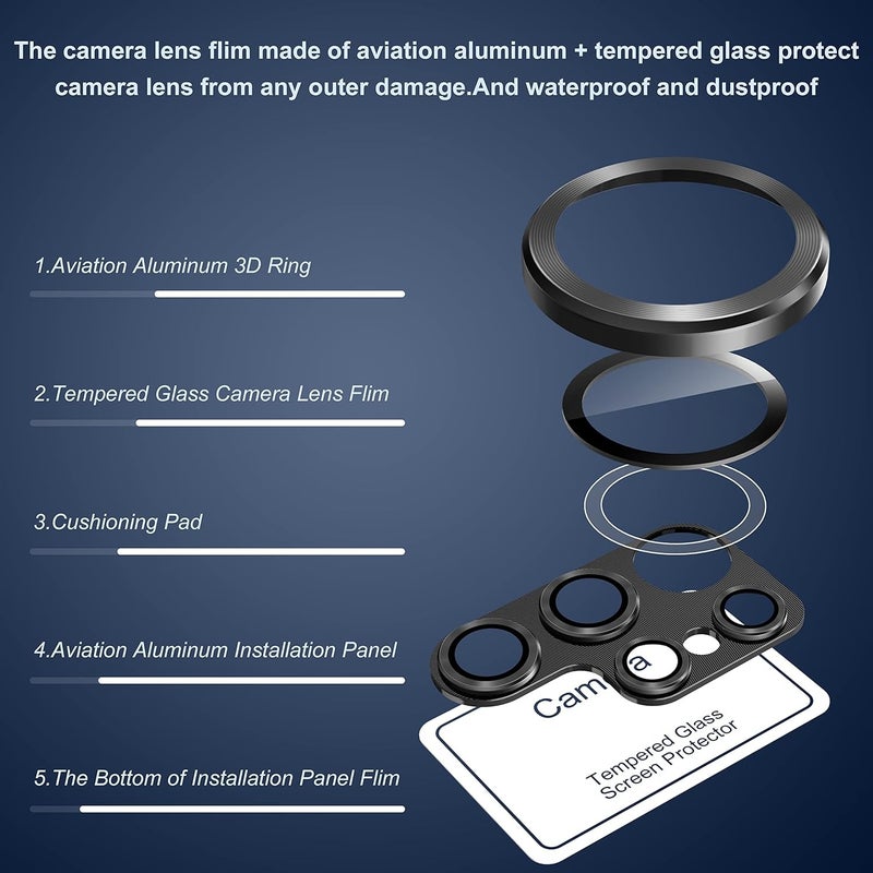 سومان Suoman 2-Pack for Samsung Galaxy S22 Ultra 5G Lens Protector, 9H Tempered Glass, Glitter Diamond Metal Protective Cover [Does not Affect Night Shots] - Black - Image 2