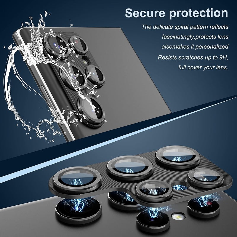 سومان Suoman 2-Pack for Samsung Galaxy S22 Ultra 5G Lens Protector, 9H Tempered Glass, Glitter Diamond Metal Protective Cover [Does not Affect Night Shots] - Black - Image 4