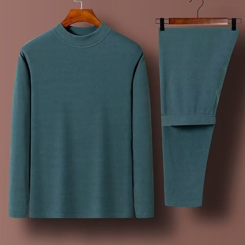 ملابس داخلية حرارية للرجال من دي رونغ، مبطنة بالفليس، سميكة لفصل الشتاء والخريف، بنطلونات ليغينغ، سترة بأكمام طويلة - Image 1