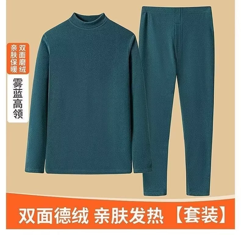 ملابس داخلية حرارية للرجال من دي رونغ، مبطنة بالفليس، سميكة لفصل الشتاء والخريف، بنطلونات ليغينغ، سترة بأكمام طويلة - Image 3