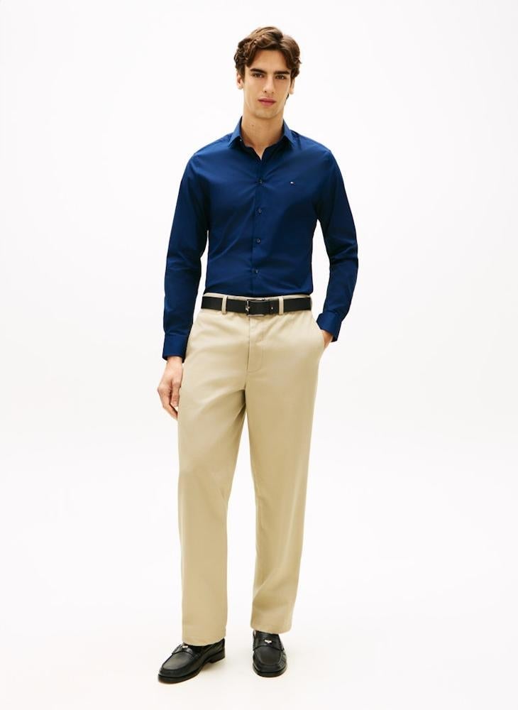 TOMMY HILFIGER Slim Fit Flag Embroidery Poplin Shirt - Image 4
