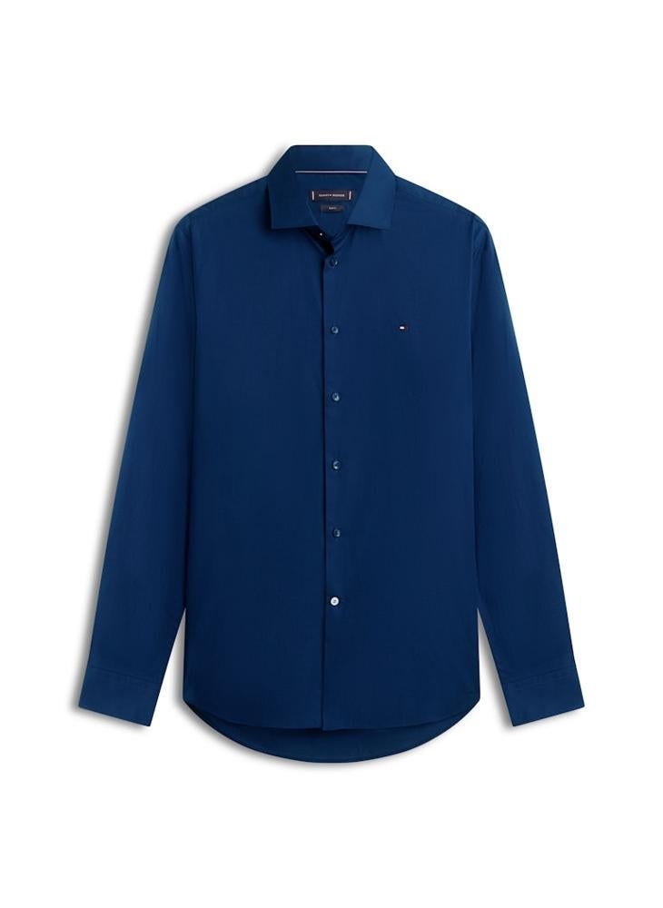 TOMMY HILFIGER Slim Fit Flag Embroidery Poplin Shirt - Image 5