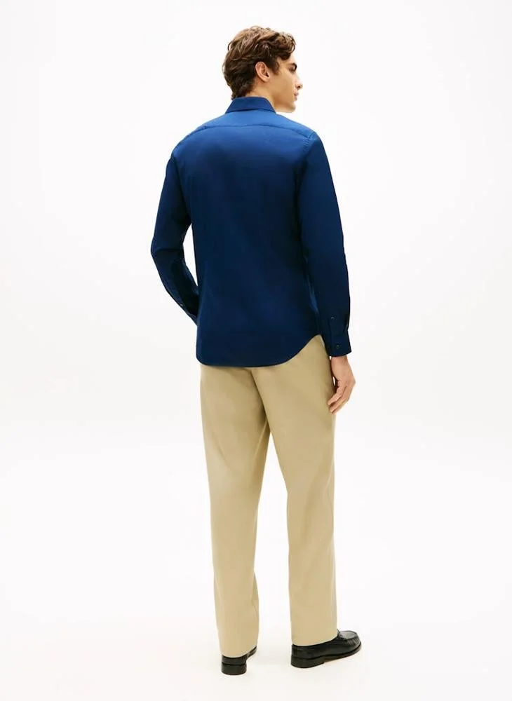 TOMMY HILFIGER  Slim Fit Flag Embroidery Poplin Shirt for Men | Best Price UAE