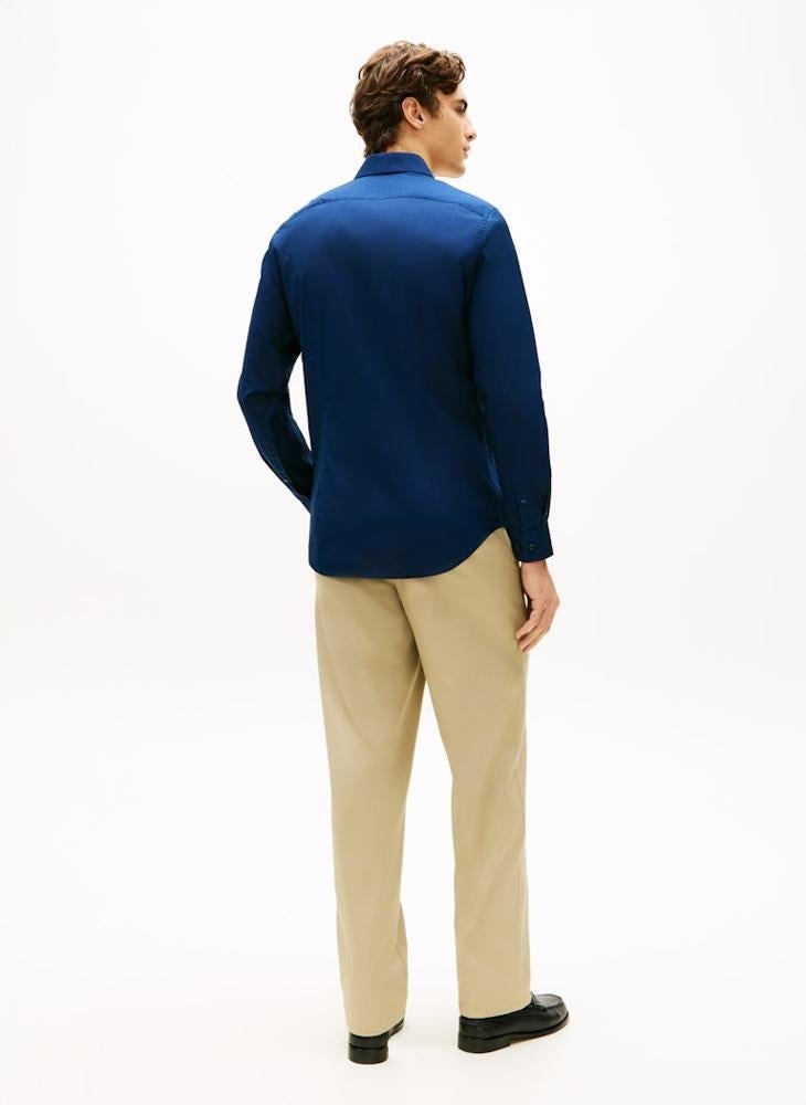 TOMMY HILFIGER Slim Fit Flag Embroidery Poplin Shirt - Image 2