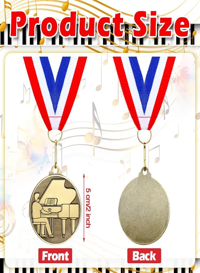 Aurelema 30pcs 2'' Gold Medals for Awards Winner Medals Bulk with Neck Ribbons Metal Trophy Award Prize Gift for Students Adults School Tournaments Competitions(Piano Recital) - Image 2