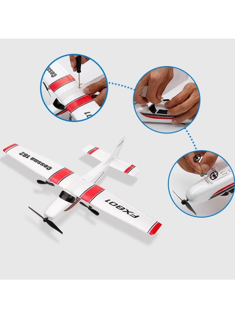 AROAQ طائرة FX801 RC، طائرة تحكم عن بعد 2.4 جيجا هرتز 2 قناة، طائرة ثابتة الجناح RC طائرة RC من رغوة Epp، طائرة شراعية RC سهلة الطيران للأطفال والأولاد والمبتدئين، (أبيض) - Image 2