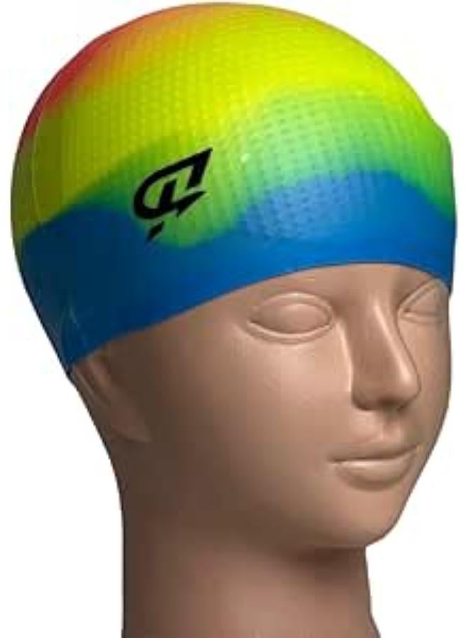 QSHOP® Go Swim Cap for Kids, Durable Silicone Swim Cap for Toddler Boys Girls, Waterproof Swim Caps, Comfortable Kids Swim Caps with Delightful Design for Long and Short Hair