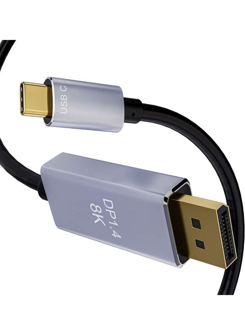 سالاب كابل USB-C إلى DisplayPort، كابل USB-C إلى DisplayPort بطول 1.8 متر، يدعم دقة 8K بمعدل 60 هرتز، كابل USB-C إلى DP يدعم دقة 4K بمعدل 240 هرتز، كابل Thunderbolt 4 إلى DisplayPort، كابل USB-C إلى DP مضفر، متوافق مع iPhone 15 iPhone 17/16/16 Pro/MaxوMacBook Pro/Air وGalaxy - Image 2