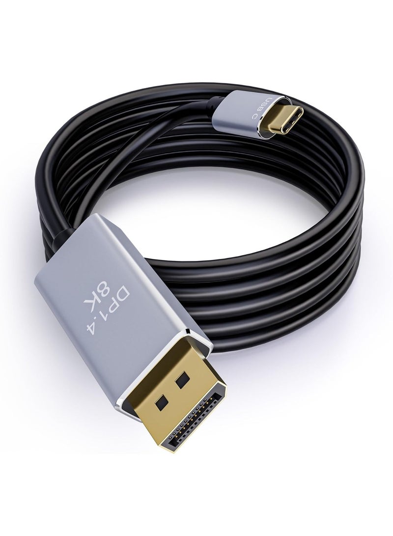 سالاب كابل USB-C إلى DisplayPort، كابل USB-C إلى DisplayPort بطول 1.8 متر، يدعم دقة 8K بمعدل 60 هرتز، كابل USB-C إلى DP يدعم دقة 4K بمعدل 240 هرتز، كابل Thunderbolt 4 إلى DisplayPort، كابل USB-C إلى DP مضفر، متوافق مع iPhone 15 iPhone 17/16/16 Pro/MaxوMacBook Pro/Air وGalaxy - Image 1