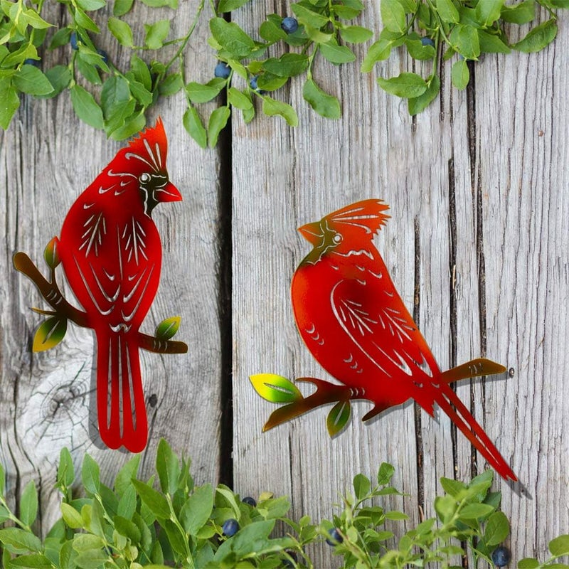 EiGreen Store 4 Pack Metal Cardinal Wall Art Decor Metal Birds 3D Outdoor Sculpture, Ornaments Hand-Made Nimble red Bird, Gifts for Mom,Birthday Gifts for Grandma Wife - Image 5