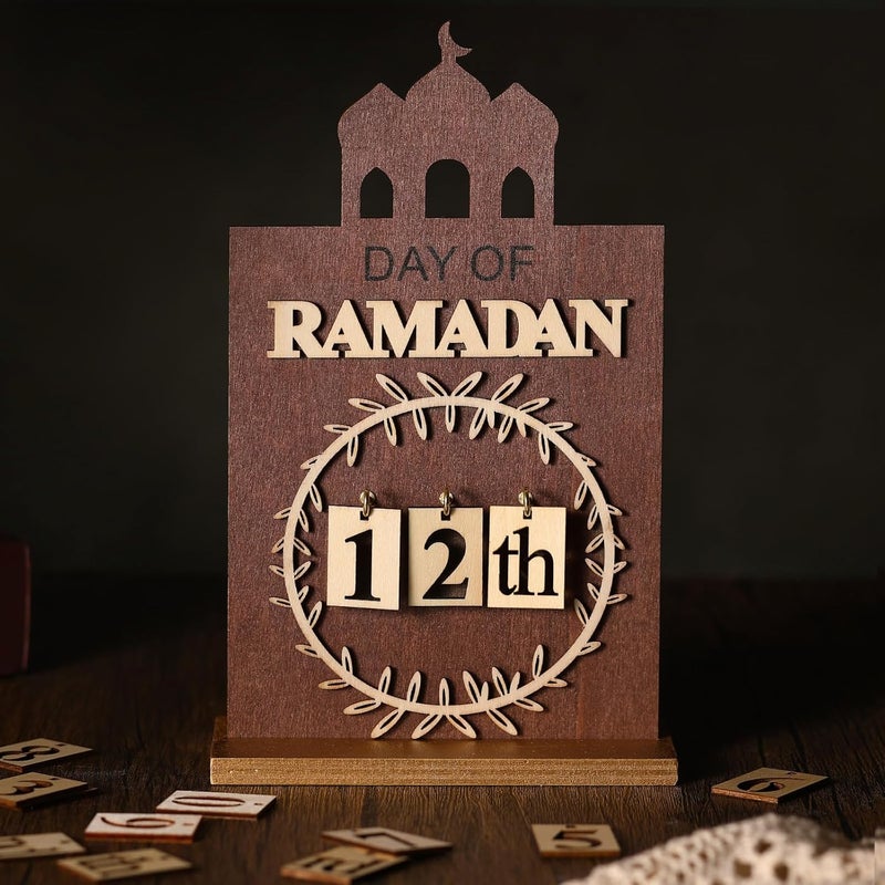 Seeloowy Ramadan Advent Calendar with LED Light - Wooden Countdown Decoration for Home - Image 2