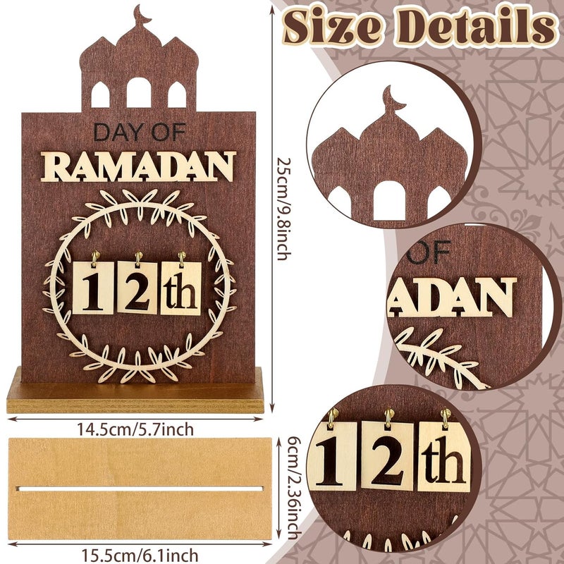 Seeloowy Ramadan Advent Calendar with LED Light - Wooden Countdown Decoration for Home - Image 3