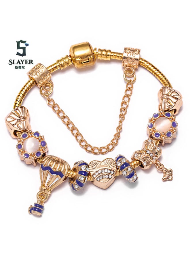 New Hot Air Balloon Charm Bracelet Exotic Inlaid Zirconia Pendant Women Children Christmas Gift