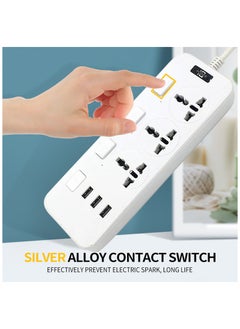 POWER Independent Switch Charging Socket 3 Plug Surge 3 USB Ports With 1.8 Meters Cord Length White  - Image 3