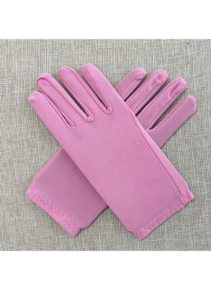 Cross-border short milk silk gloves clothing accessories etiquette gloves summer go out essential Pink 