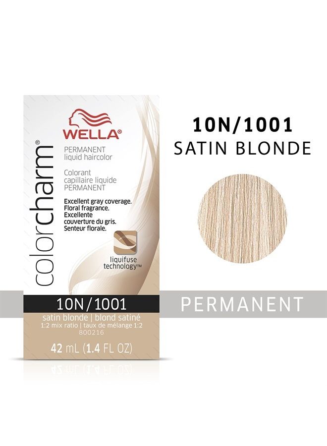 WELLA Color Charm WELLA colorcharm Permanent Liquid Hair Color for Gray Coverage, 10N Satin Blonde - Image 1