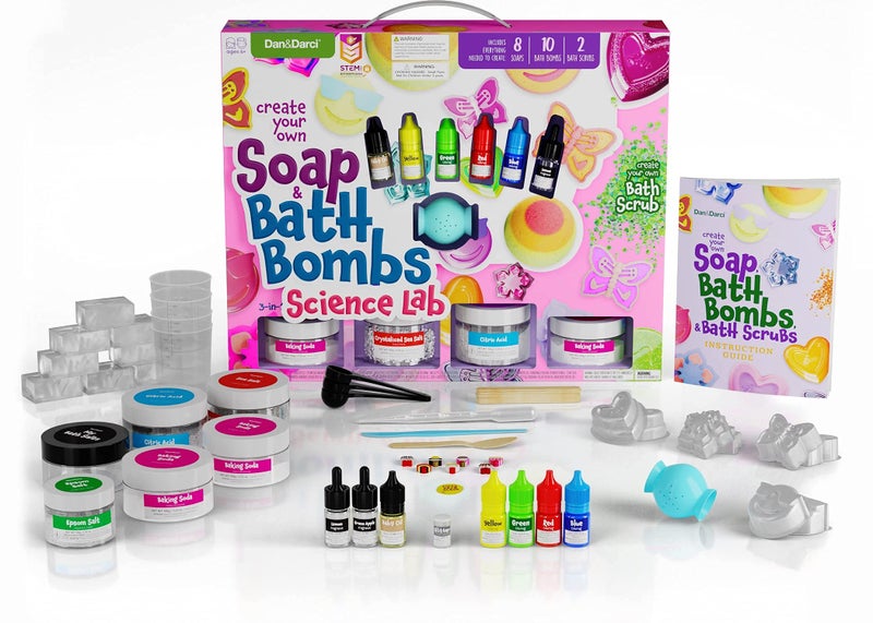 Dan&Darci Soap & Bath Bomb Making Kit for Kids, 3-in-1 Spa Science Kits, Christmas Craft Gifts for Girls & Boys Age 6-12 Year Old Girl Crafts: DIY Experiment Toys, Gift for Kid Ages - Image 3