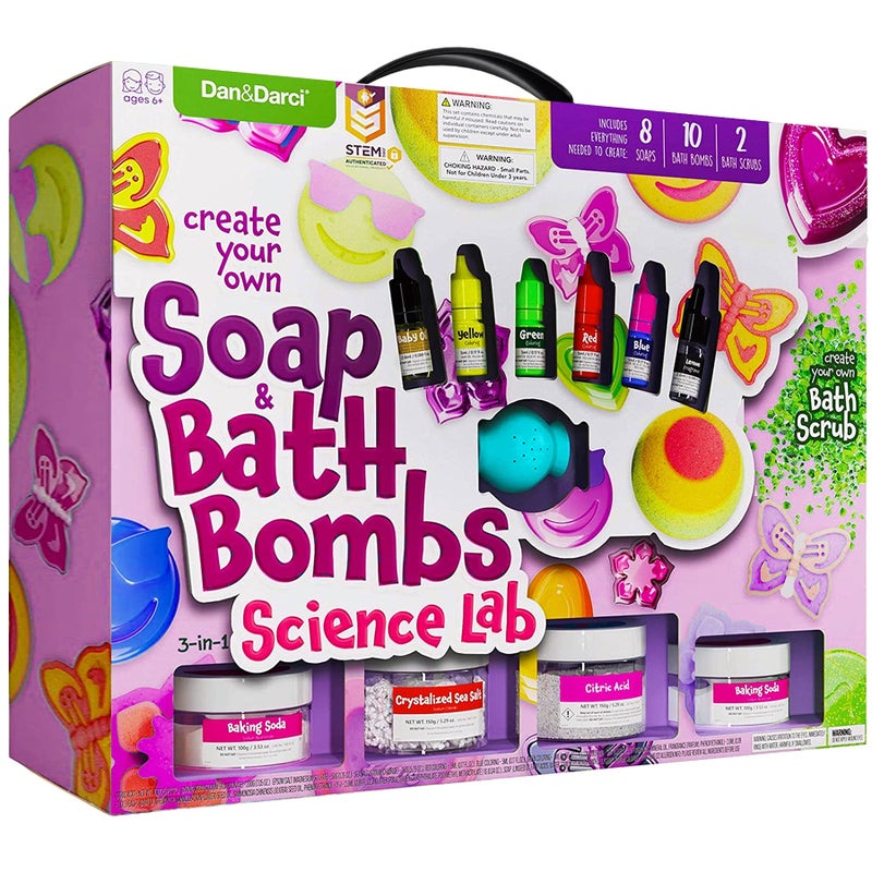 Dan&Darci Soap & Bath Bomb Making Kit for Kids, 3-in-1 Spa Science Kits, Christmas Craft Gifts for Girls & Boys Age 6-12 Year Old Girl Crafts: DIY Experiment Toys, Gift for Kid Ages - Image 1