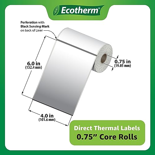 Ecotherm 4" x 6" Mobile Printer Labels | 25 Rolls | 2625 Labels | fits Zebra ZQ630, QL420, and QLn420 Printers | Black Mark On Liner | .75" Core Rolls | by Ecotherm - Image 3