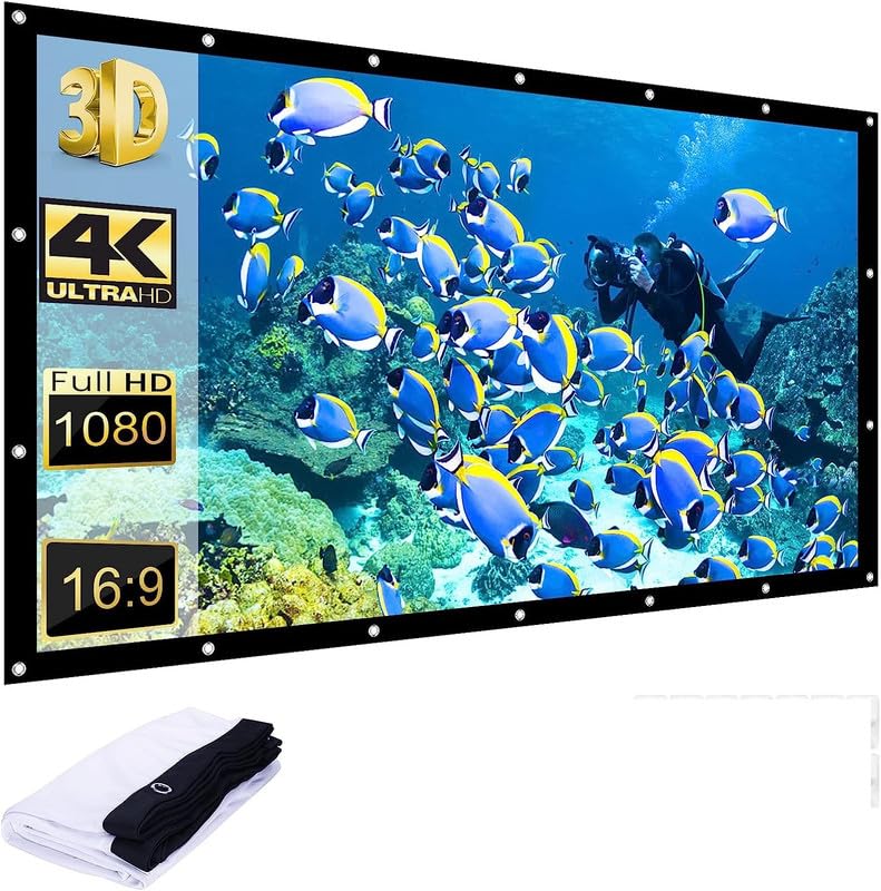 SAVSOL 96 inch Projector Screen,4K 16:9 Portable Eyelet Premium Video Foldable Projection for HD Home Theater Cinema Anti-Crease Indoor Outdoor Office Classroom (213 cm (W) x 120 cm (H)) - Image 1