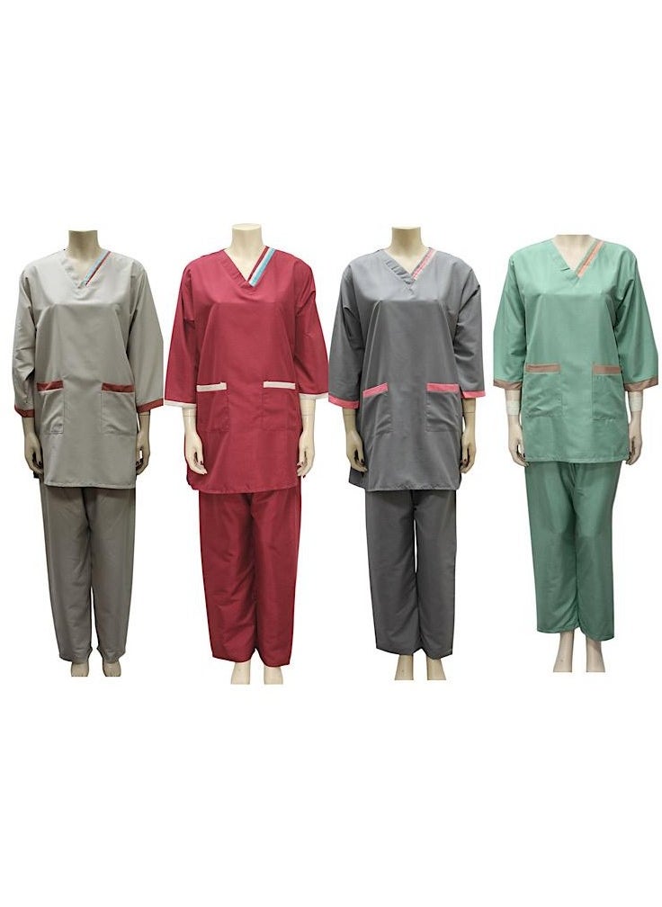 1home - Housemaid Uniform Maid Nanny Scrub Suit 4 piece set - Image 1
