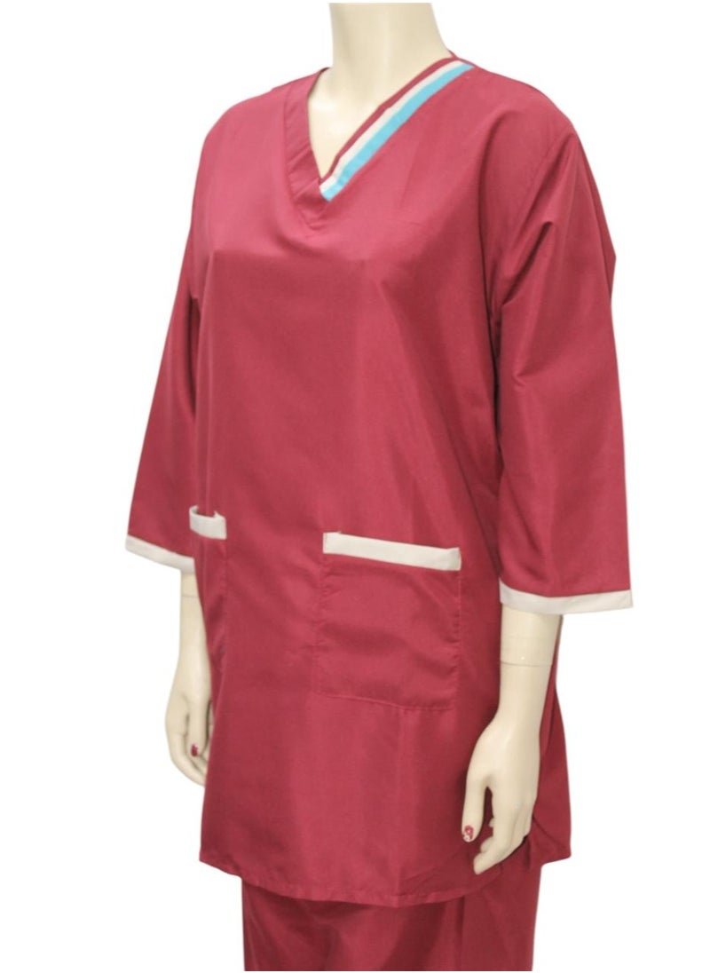 1home - Housemaid Uniform Maid Nanny Scrub Suit 4 piece set - Image 1