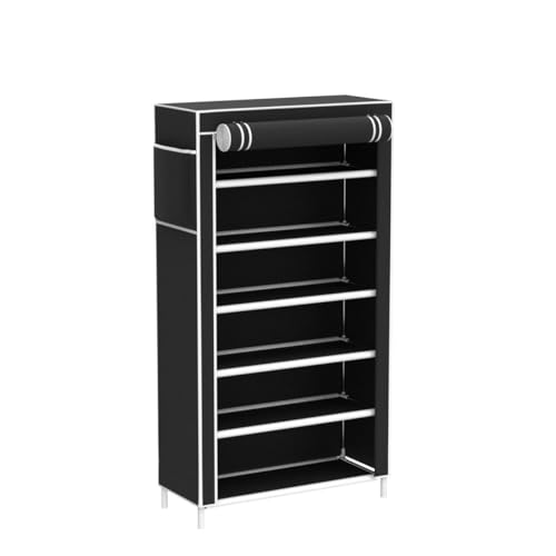 ROBMOB Metal Multipurpose 6-Tiers Shoe Rack For Home With Dustproof Improvement Furniture & Chappal Stand| Wardrobe| Black, 40X10X2 Cm - Image 4