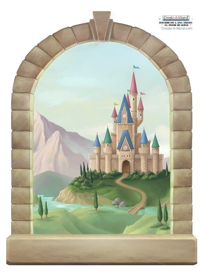 Create-A-Mural Romantic Fairy Tale Princess Castle Window Girl Room Decor Sticker Decorations For Kids Bedroom Small Mural Wall Decal Nursery Toddler Playroom Birthday Gift (14” X 22”) - Image 5
