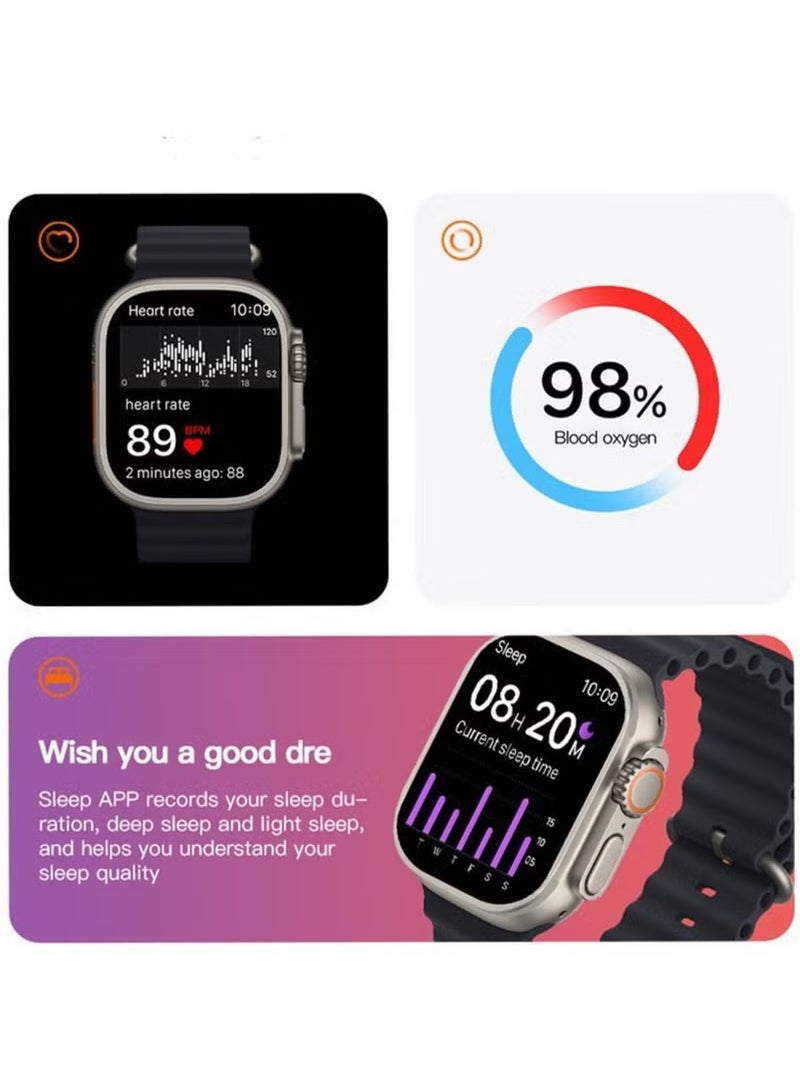 فيسوس ساعة T800 الذكية فائقة الجودة Ultra Series8 NFC ساعة ذكية مقاومة للماء مع شحن لاسلكي وخاصية اللياقة البدنية - Image 2