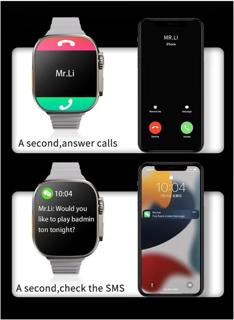 فيسوس ساعة T800 الذكية فائقة الجودة Ultra Series8 NFC ساعة ذكية مقاومة للماء مع شحن لاسلكي وخاصية اللياقة البدنية - Image 1