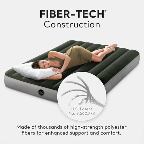 Intex 64762E Dura-Beam Standard Downy Air Mattress: Fiber-Tech – Full Size – Built-in Foot Pump – 10in Bed Height – 300lb Weight Capacity - Image 4