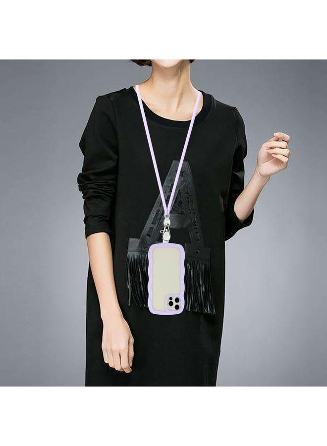 S-TOP Case For iPhone 12 Pro Max Lanyard Candy Color Wave TPU Clear PC Phone Case - Image 4