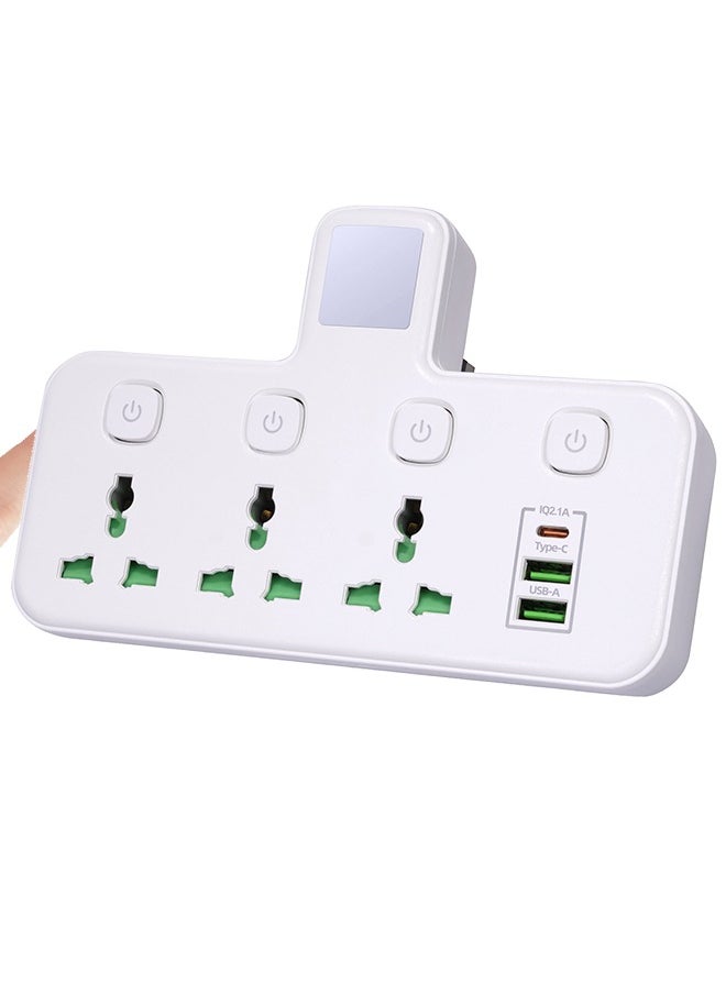Generic 7 In 1 USB Power Strip Surge Protector Multi Plug Extension Socket Adapter Wall Charger With Night Light 3 UK AC Outlet 2 USB-A 1 USB-C Ports Charging Station Home Office Travel(4000W/10A/250V)  - Image 2