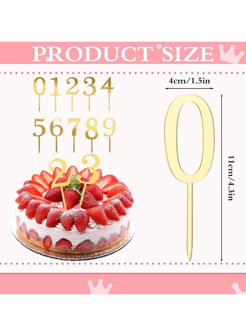 TPGP Pack of 10 Happy Birthday Cake Toppers Numbers Gold Cake Decoration Birthday Happy Birthday Cake Decoration Numbers Cake Topper Cake Decoration 0-9 Birthday Cake Decoration - made from acrylic - Image 4
