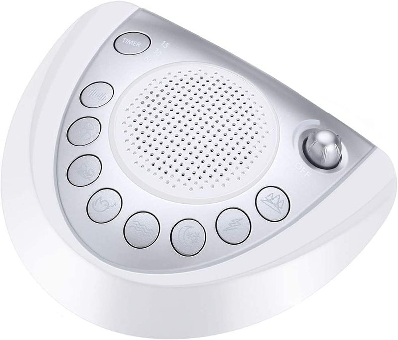 Raynic White Noise Machine, Battery Powered Sound Machine, Portable Sleep Machine with 24 Natural Soothing Sounds, Timer, USB Port, Headphone Jack for Baby, Kids, Adults, Travel, Office, Home (Silver) - Image 1