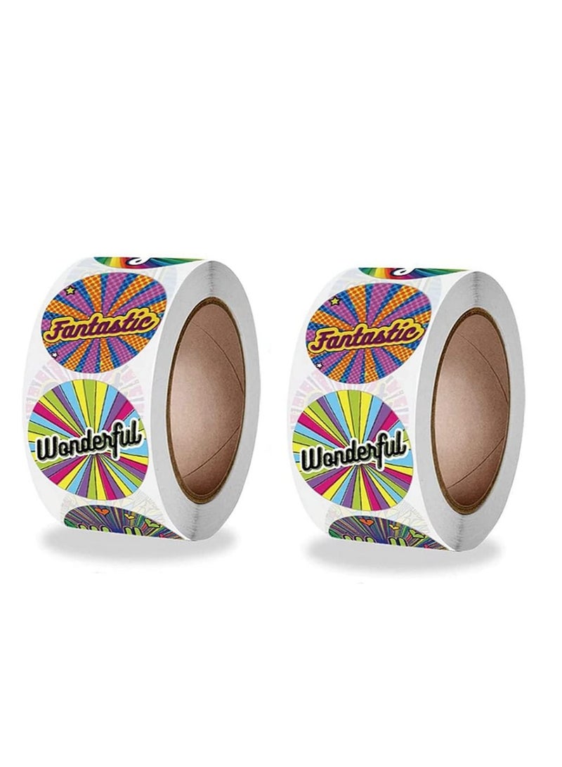 XiuWoo Kids Reward Stickers, 2 Rolls Teacher Potty Rewards Vintage Stickers Hand Account Decor Funny Encouragement Label Stationery Office Accessories - Image 1