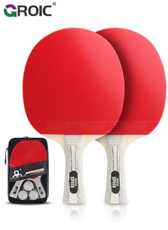 GROIC Ping Pong Paddles Set, High-Performance Sets with 1 Pair Premium Table Tennis Rackets, 3 PCs Ping Pong Balls and Storage Case Portable Ping Pong Set for Indoor& Outdoor Games  - Image 1